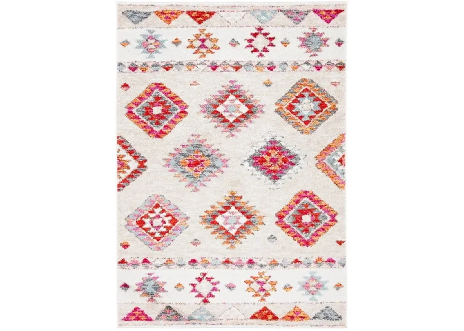 ADIRONDACK Contemporary Beige / Red 5'-1" X 7'-6" Powerloomed Rug