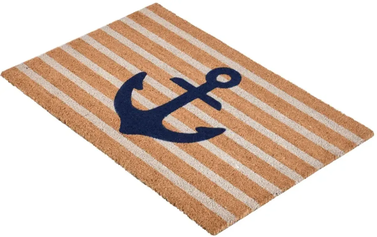 Anchors Away 24"x36" Doormat Choir Front and PVC Backing Navy and Natural