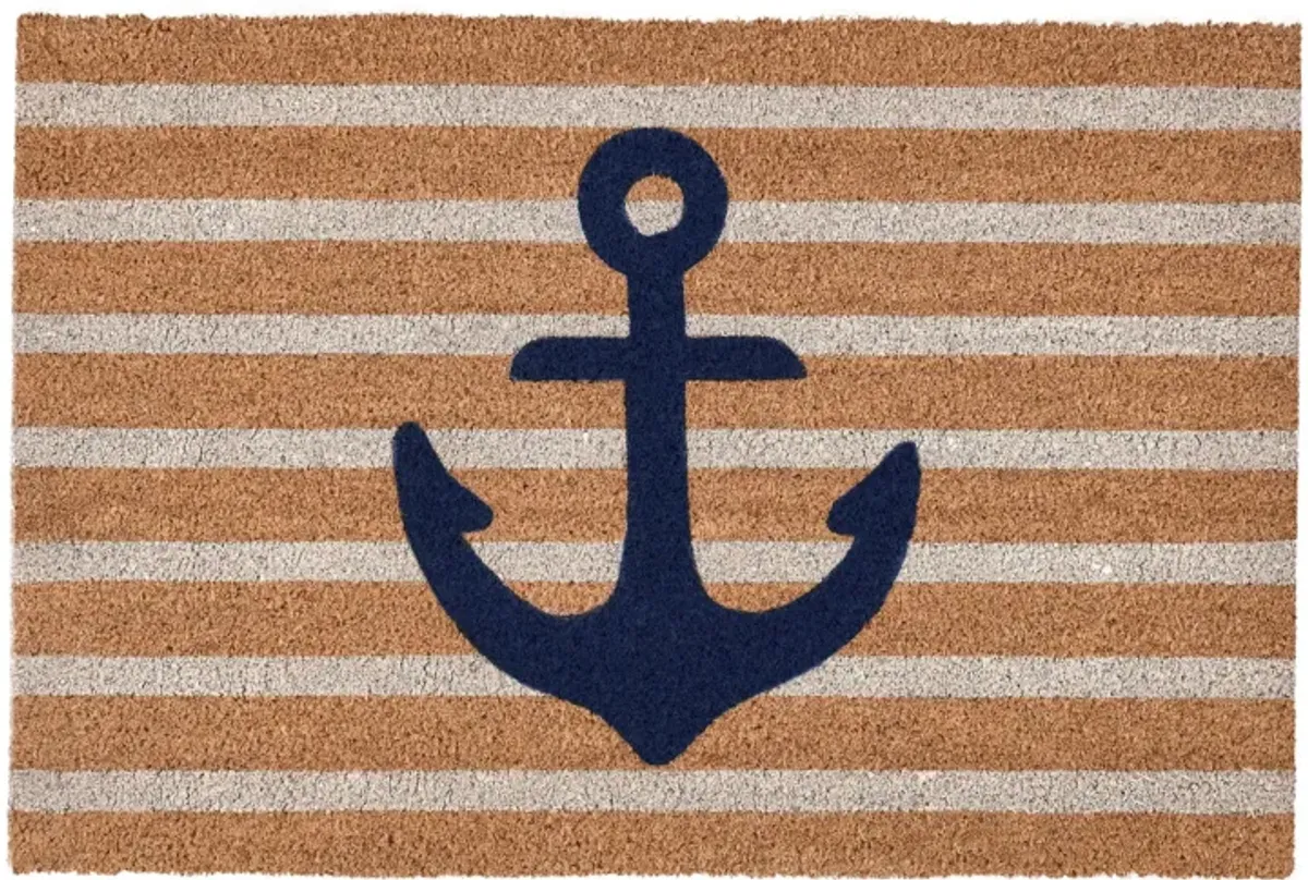 Anchors Away 24"x36" Doormat Choir Front and PVC Backing Navy and Natural