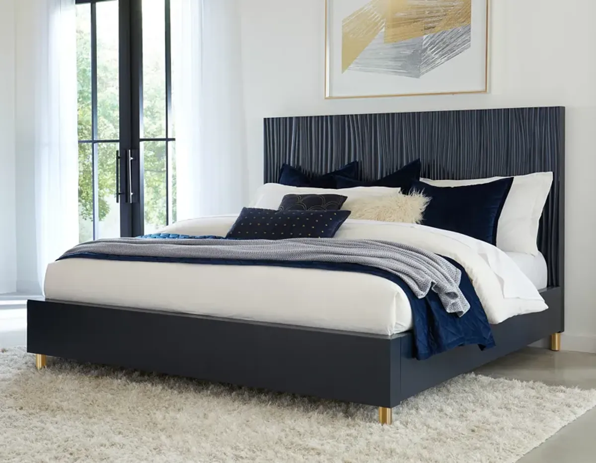 Argento Full Bed in Navy Blue and Burnished Brass