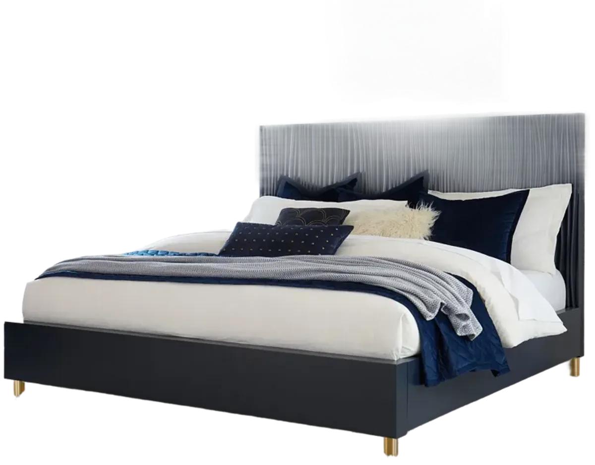 Argento Full Bed in Navy Blue and Burnished Brass