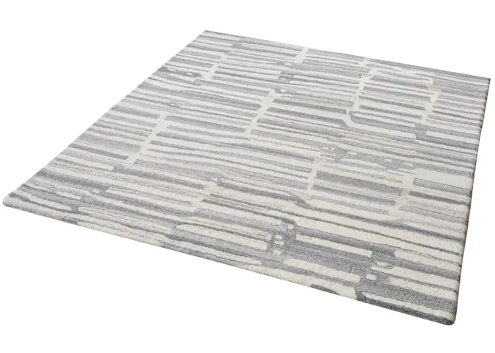 Slate Handtufted Wool Rug In Grey And White