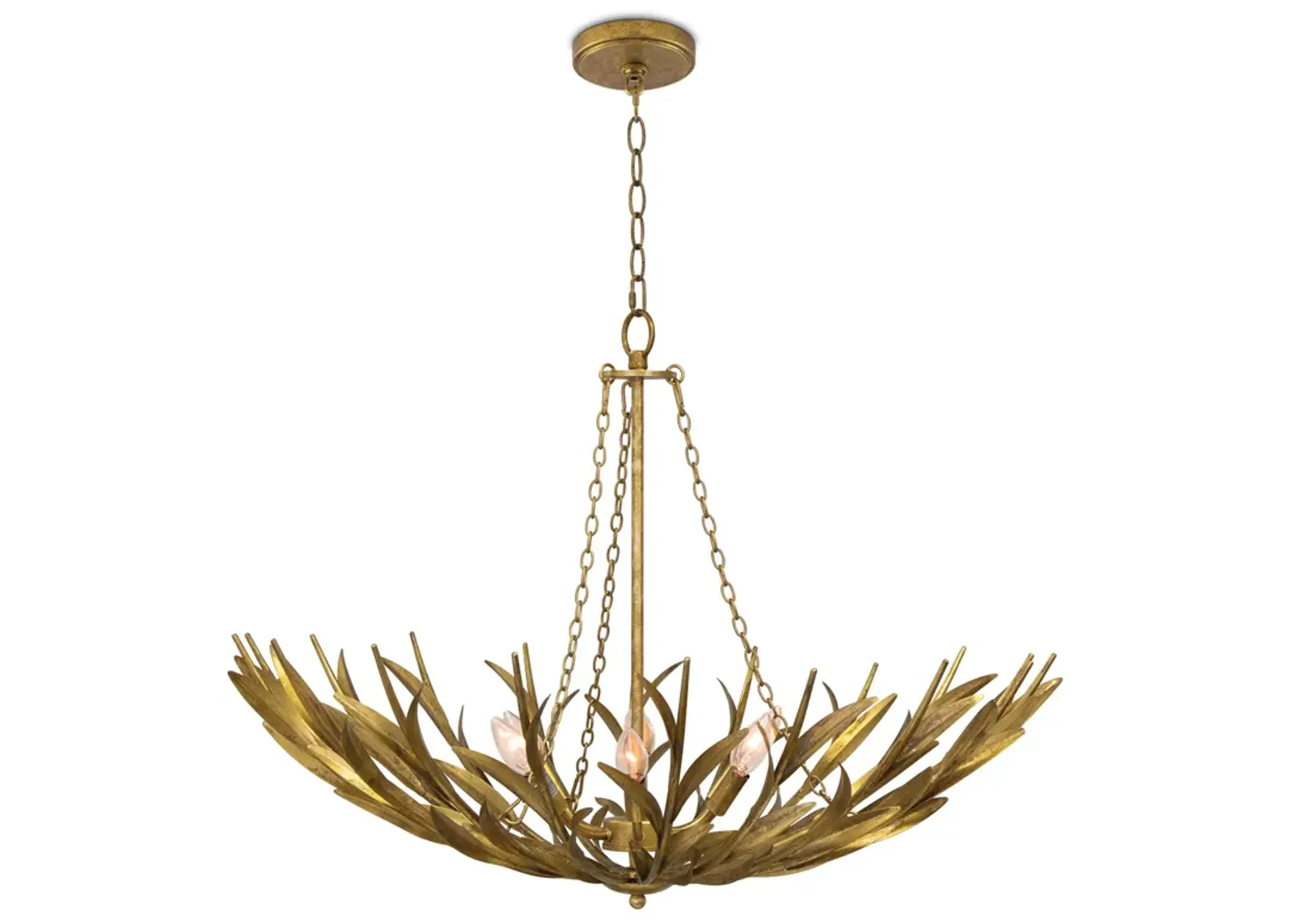 River Reed Basin Antique Gold Leaf Chandelier