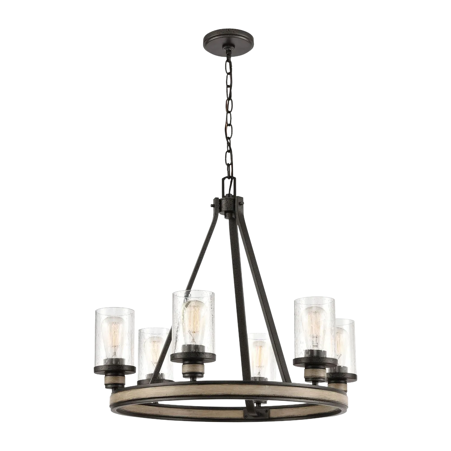 Beaufort 24" Wide 6-Light Chandelier - Anvil Iron