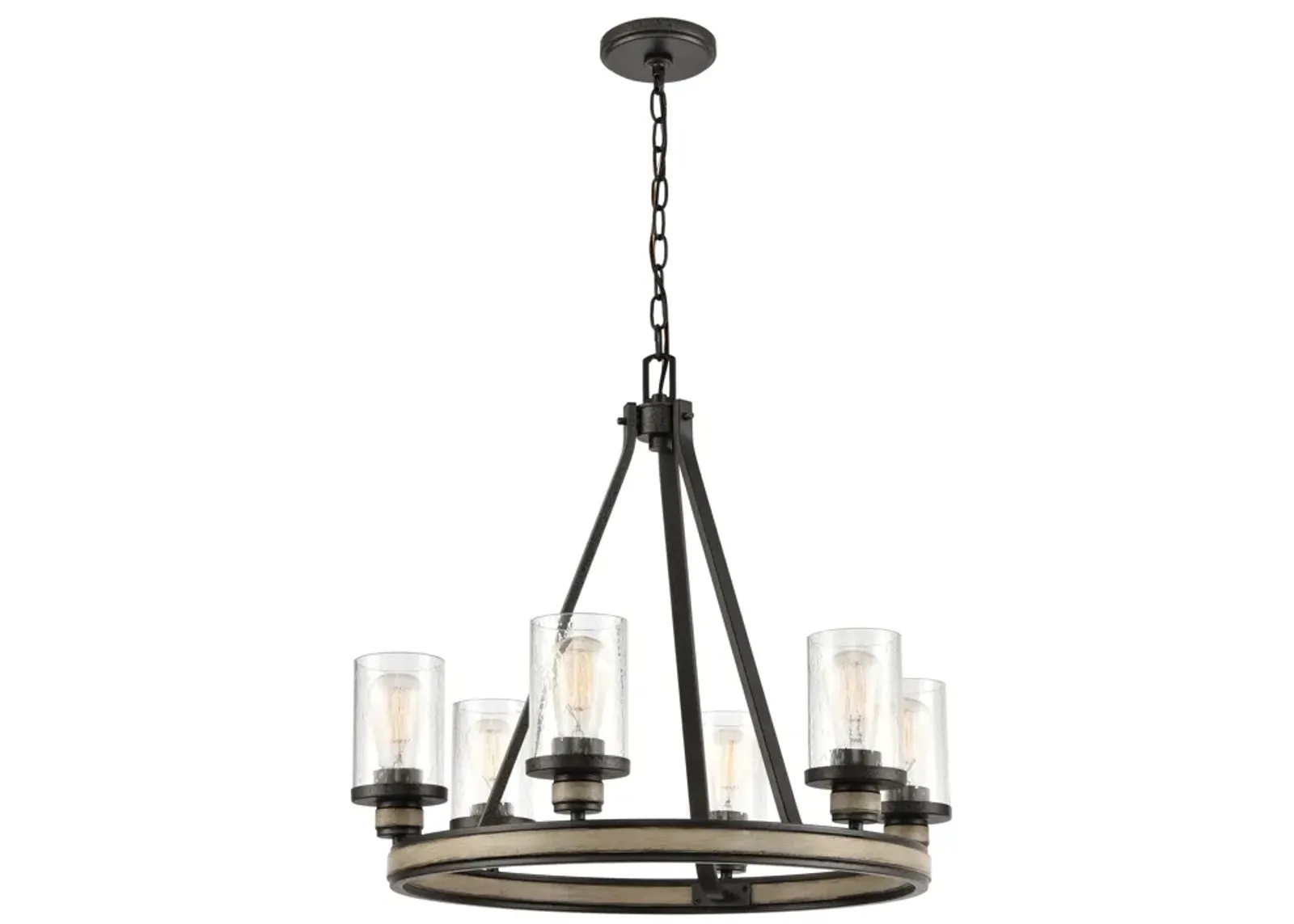 Beaufort 24" Wide 6-Light Chandelier - Anvil Iron