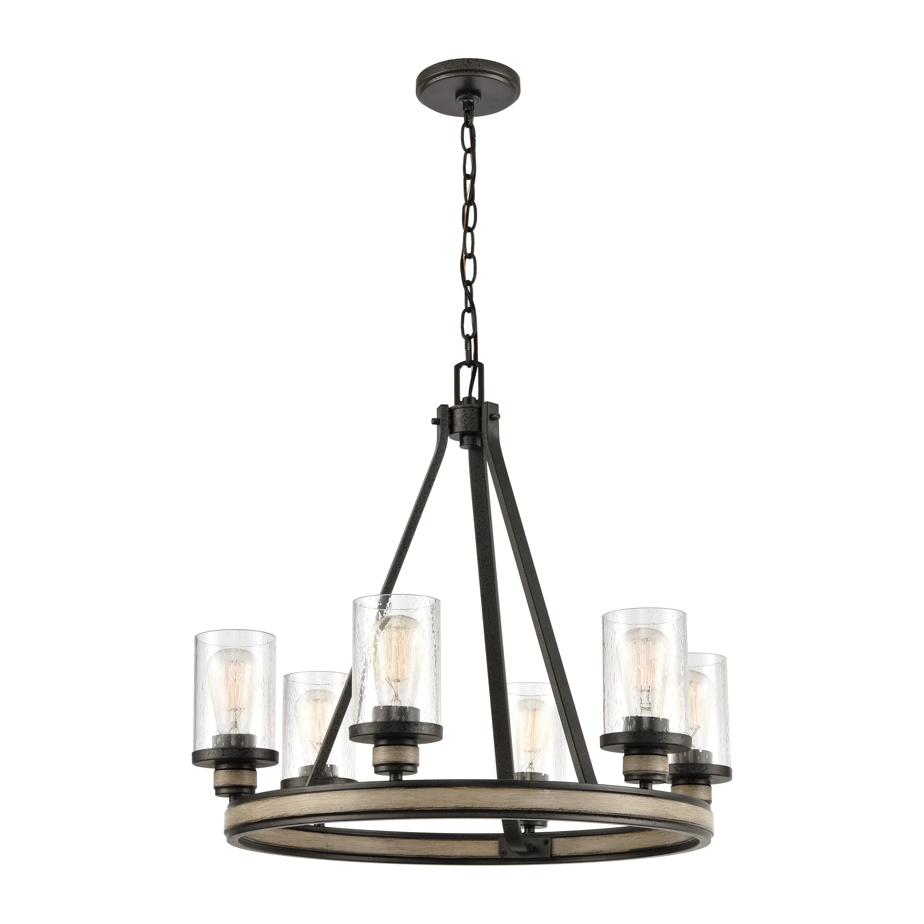 Beaufort 24" Wide 6-Light Chandelier - Anvil Iron