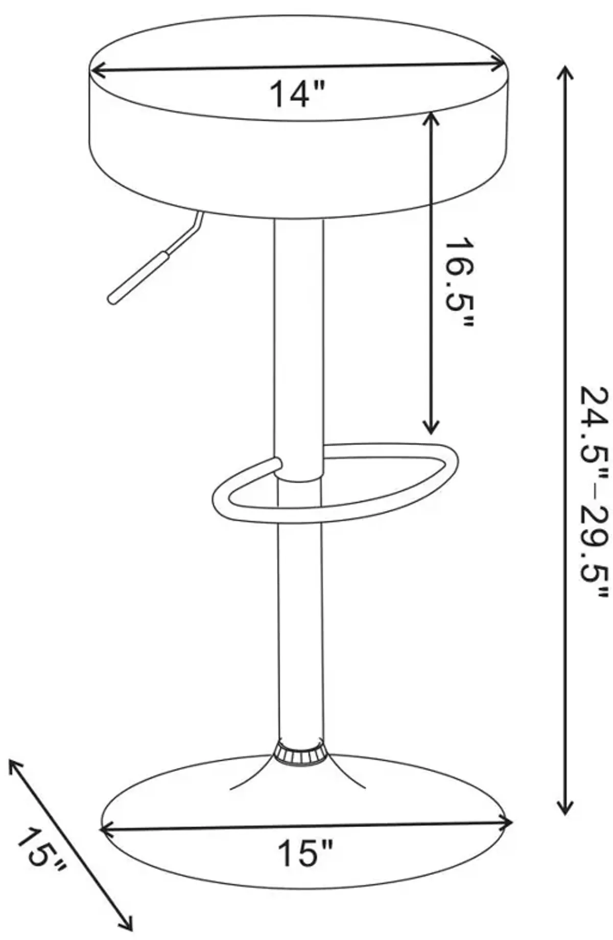 Ramses 29" Adjustable Bar Stool Chrome and Black