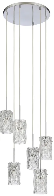 Forma de Crystal 17.5" Wide 6-Light Pendant - Polished Chrome