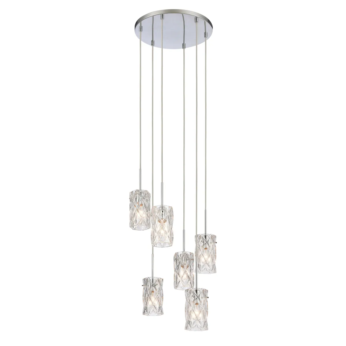 Forma de Crystal 17.5" Wide 6-Light Pendant - Polished Chrome