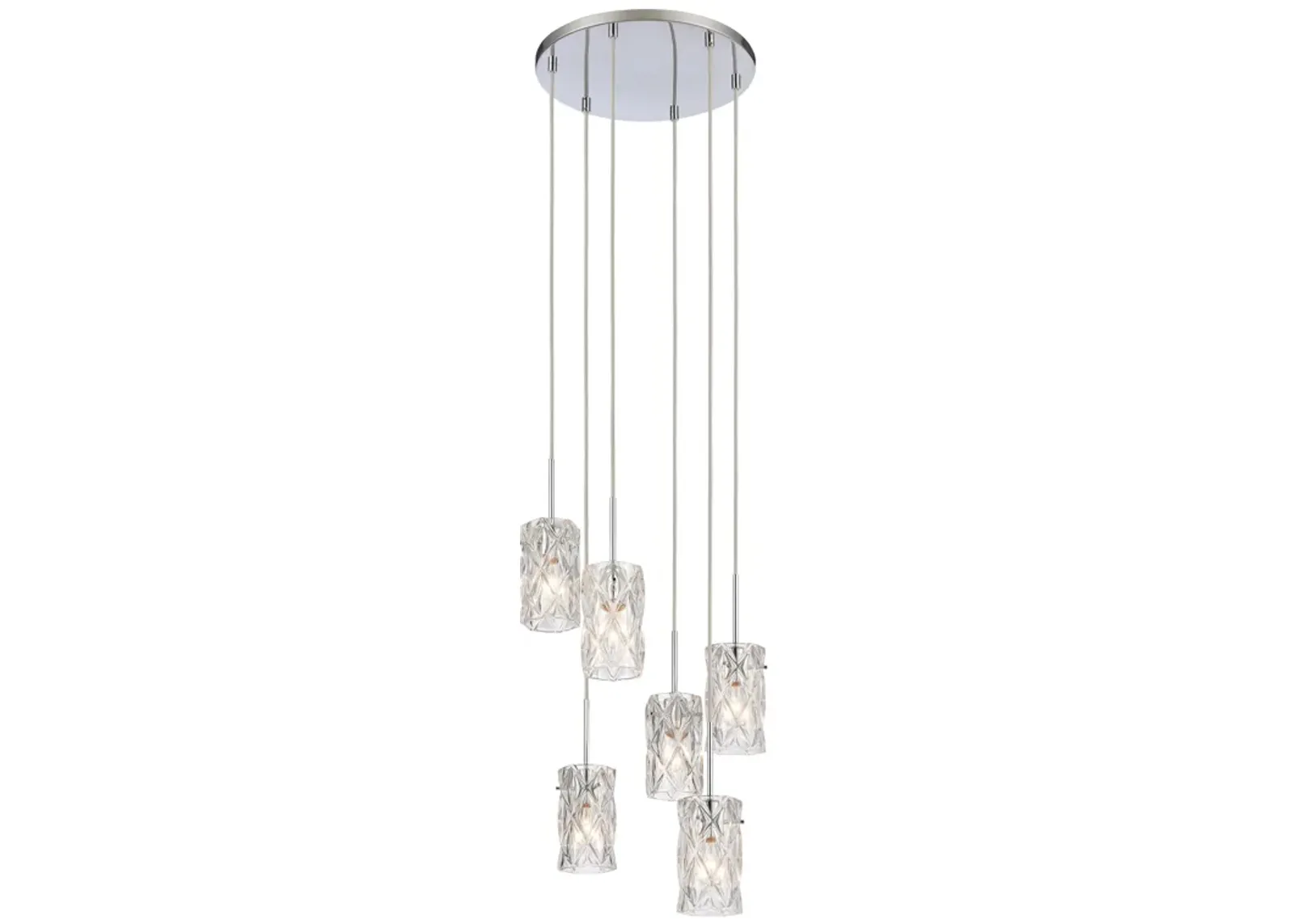 Forma de Crystal 17.5" Wide 6-Light Pendant - Polished Chrome