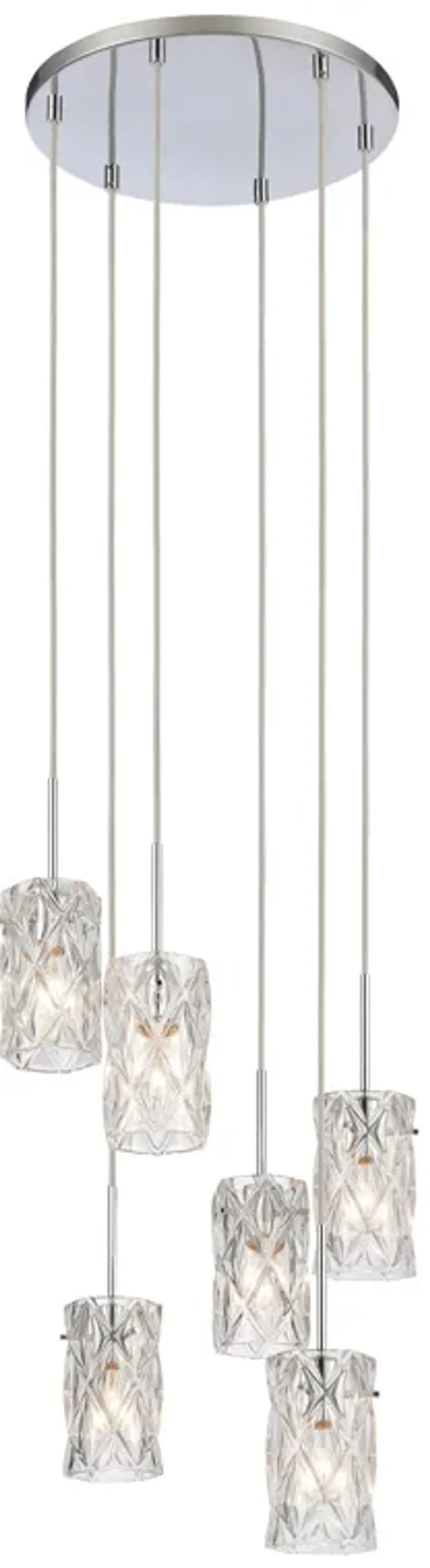 Forma de Crystal 17.5" Wide 6-Light Pendant - Polished Chrome