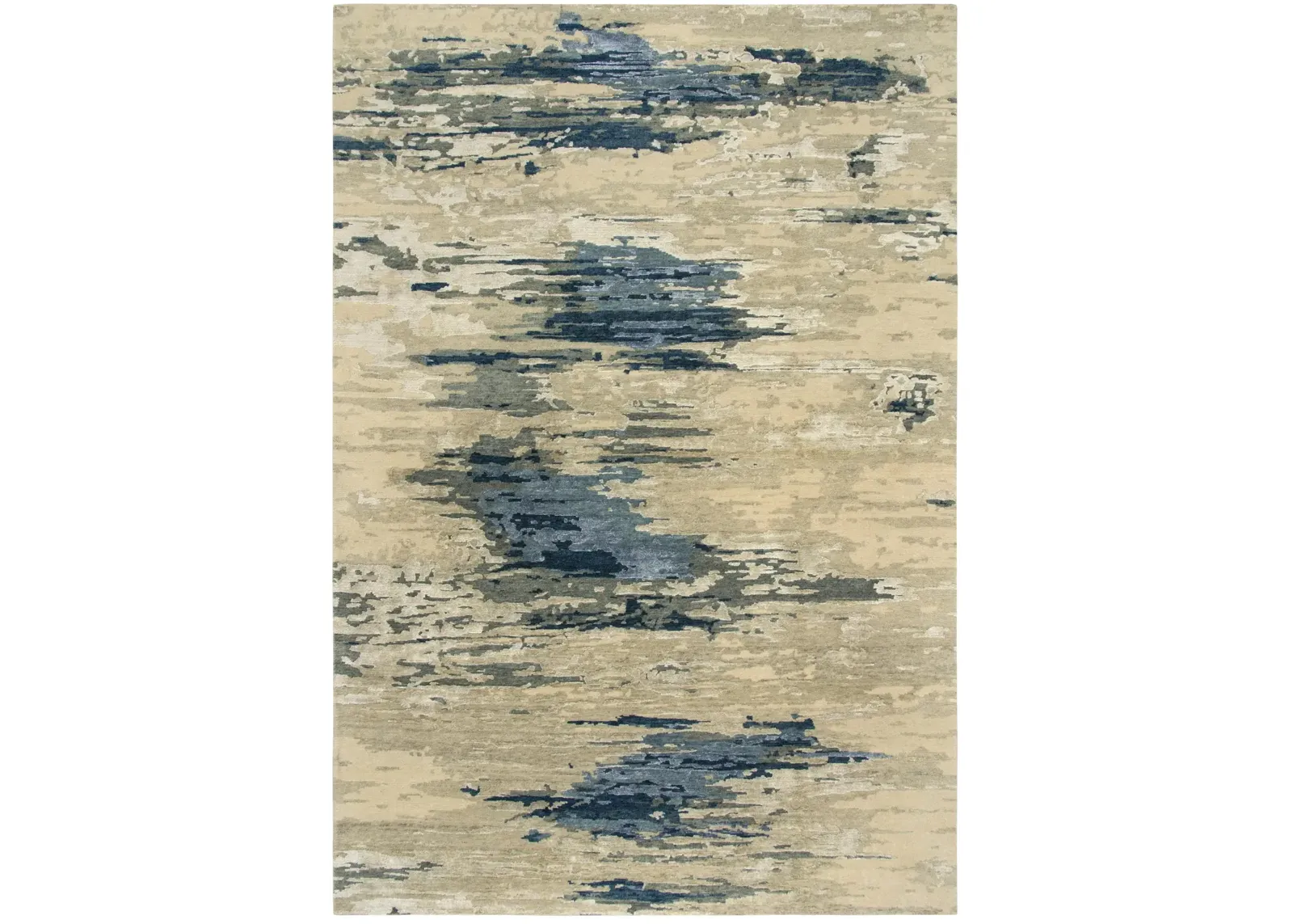 Finesse Beige/Gray Abstract Hand Spun New Zealand Wool/Tencel 2' x 3'  Rectangle Rug