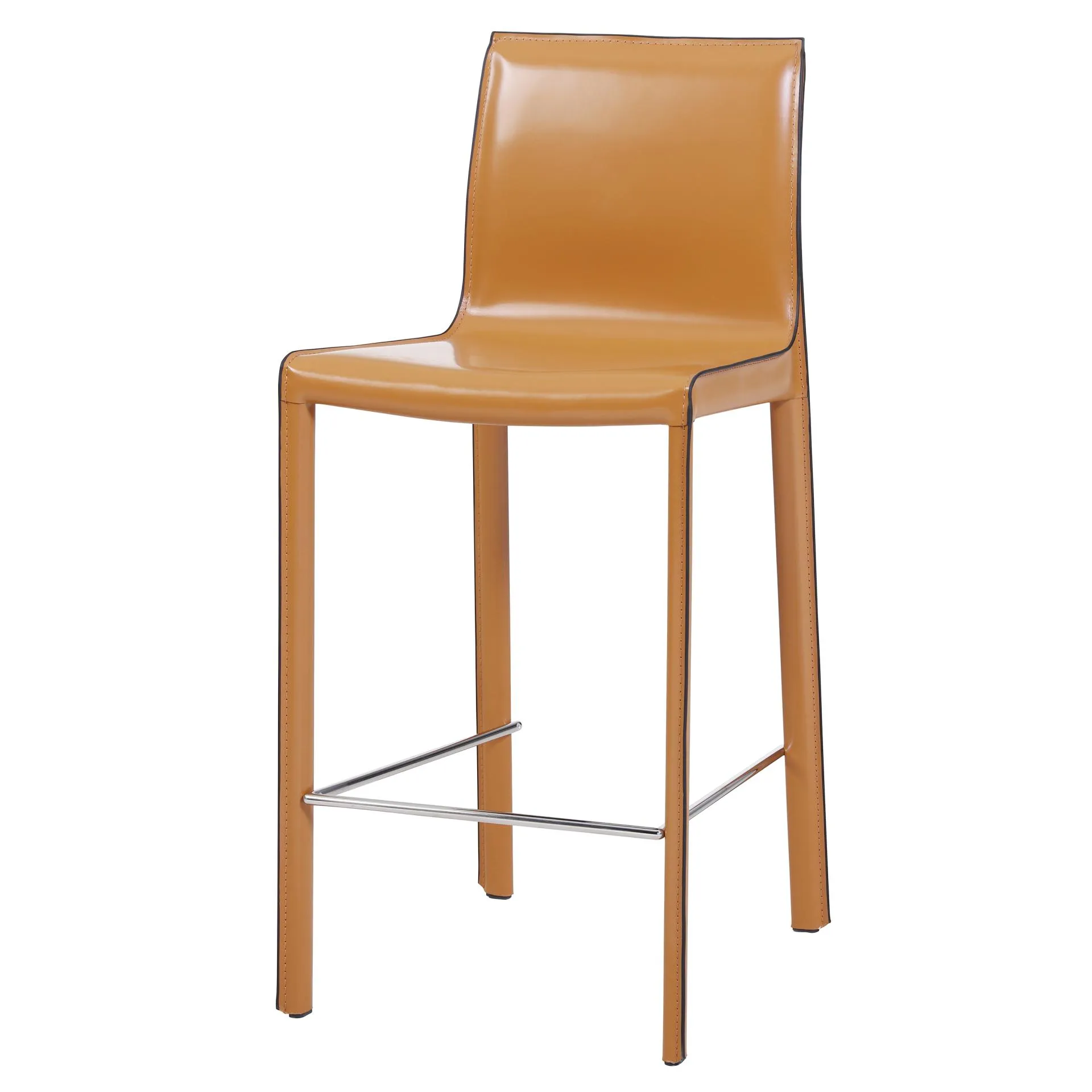 Gervin Recycled Leather Counter Stool, Chestnut (Set of 2)