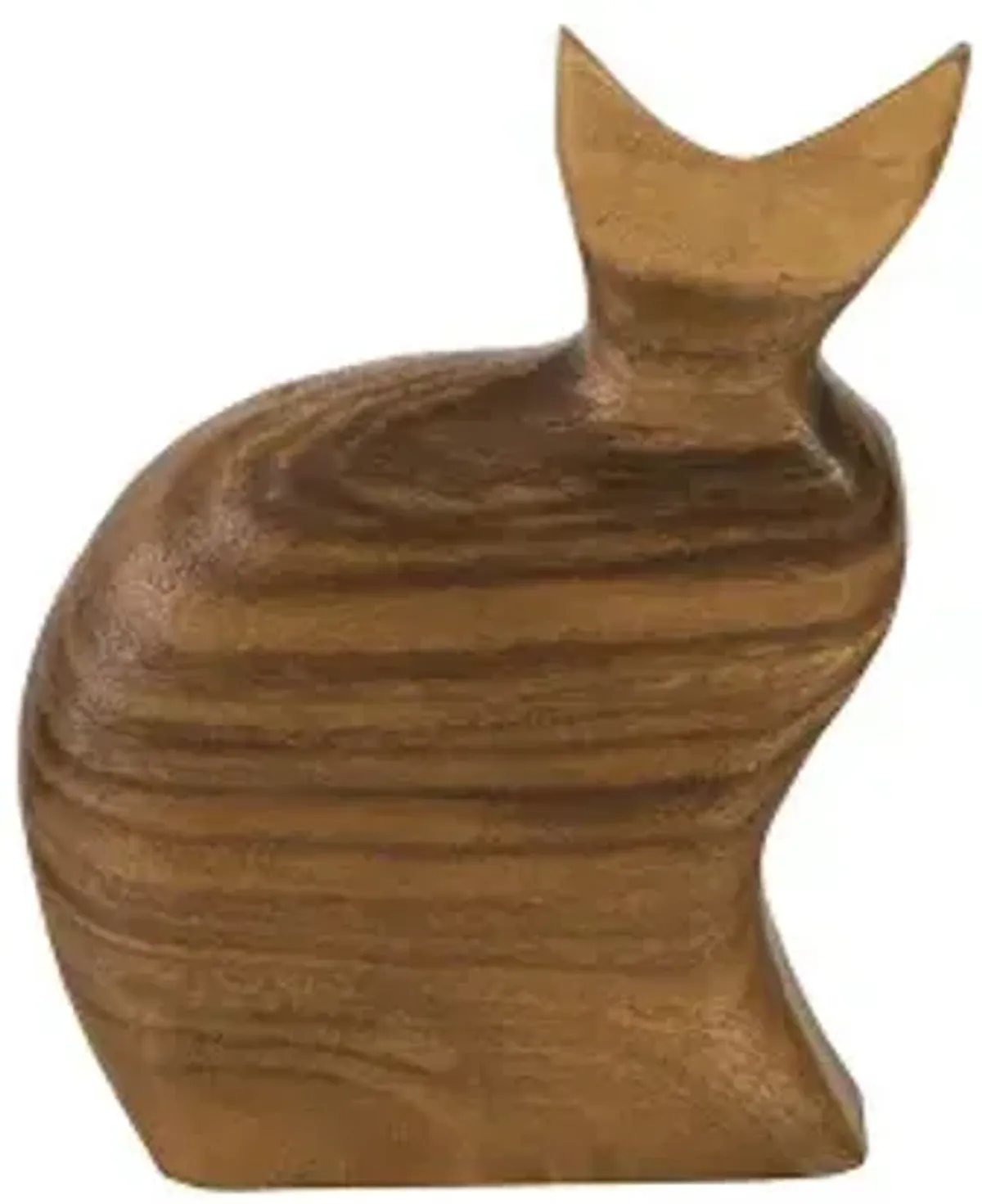 sitting cat sculpture, chamcha wood, natural