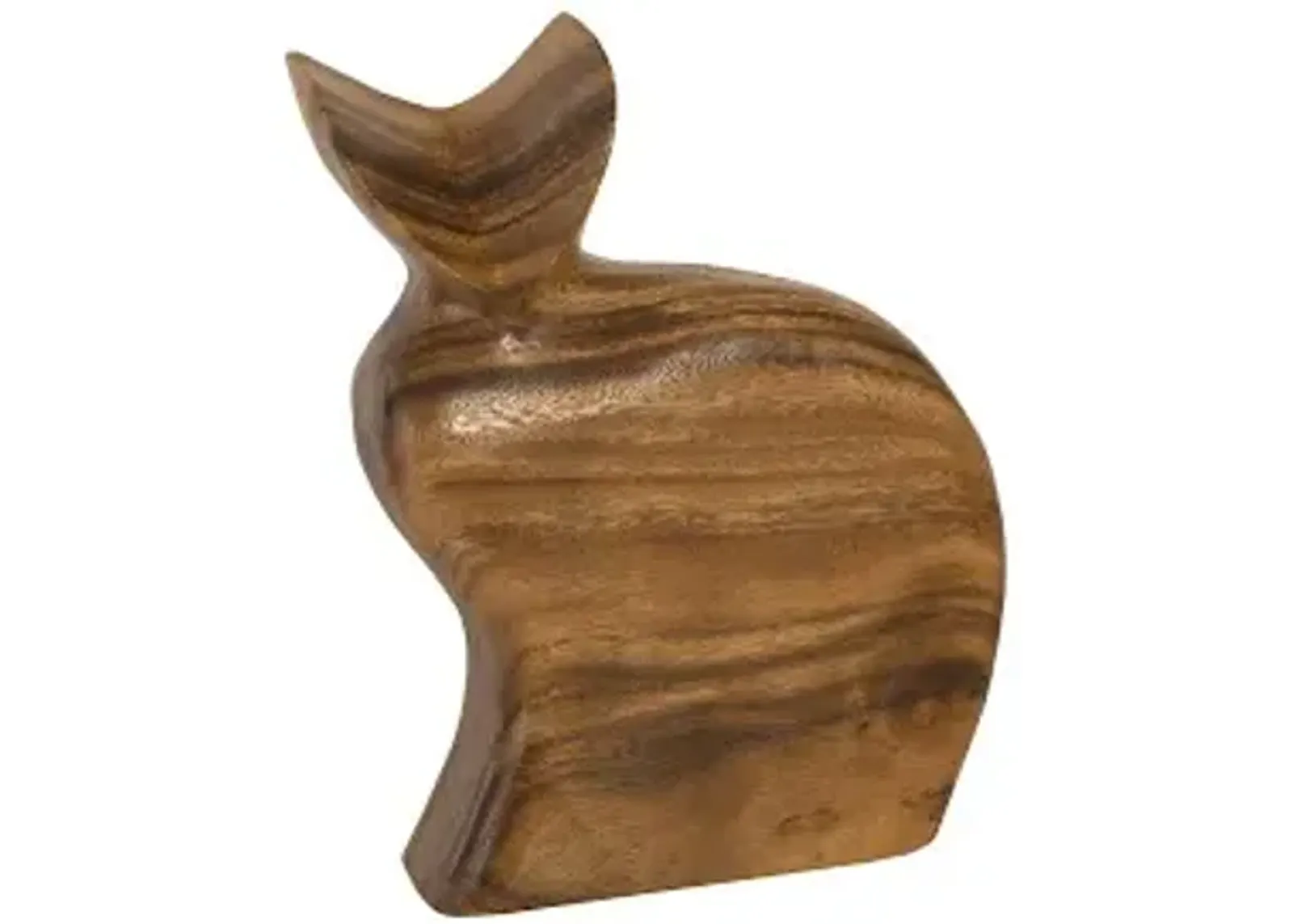 sitting cat sculpture, chamcha wood, natural