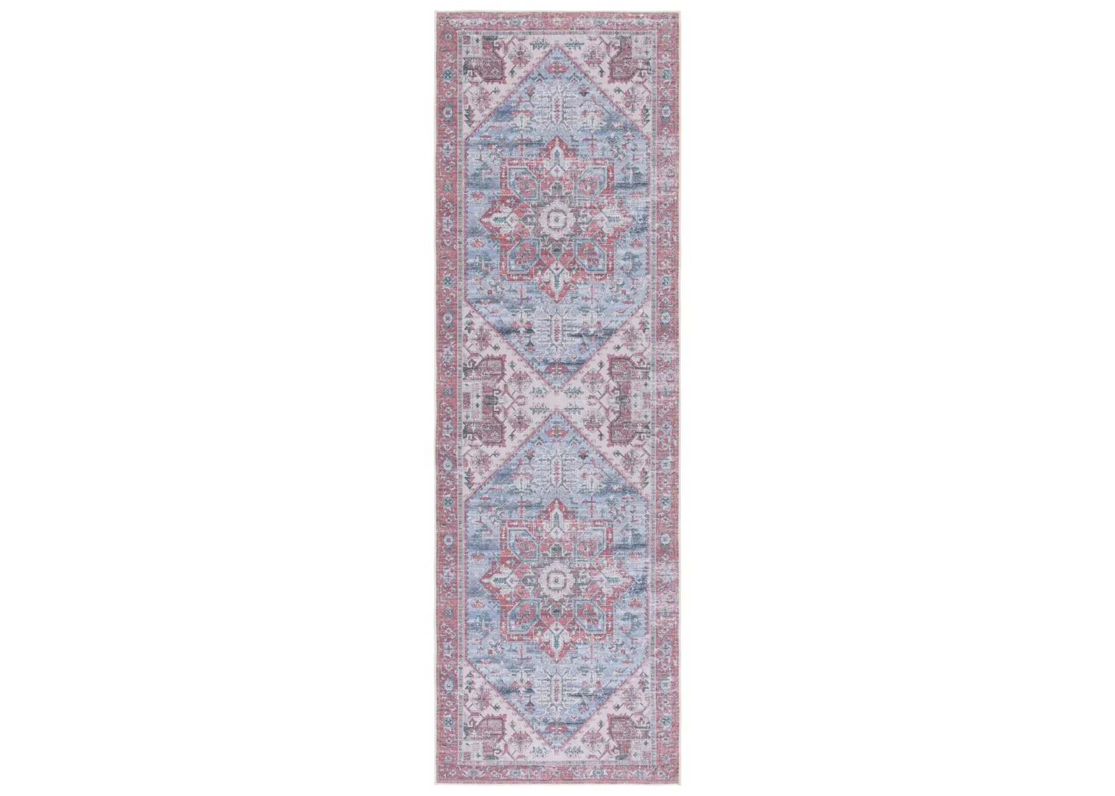 TUCSON 102 M/W S/R GREY BLUE  2'-6' x 14' Runner Rug