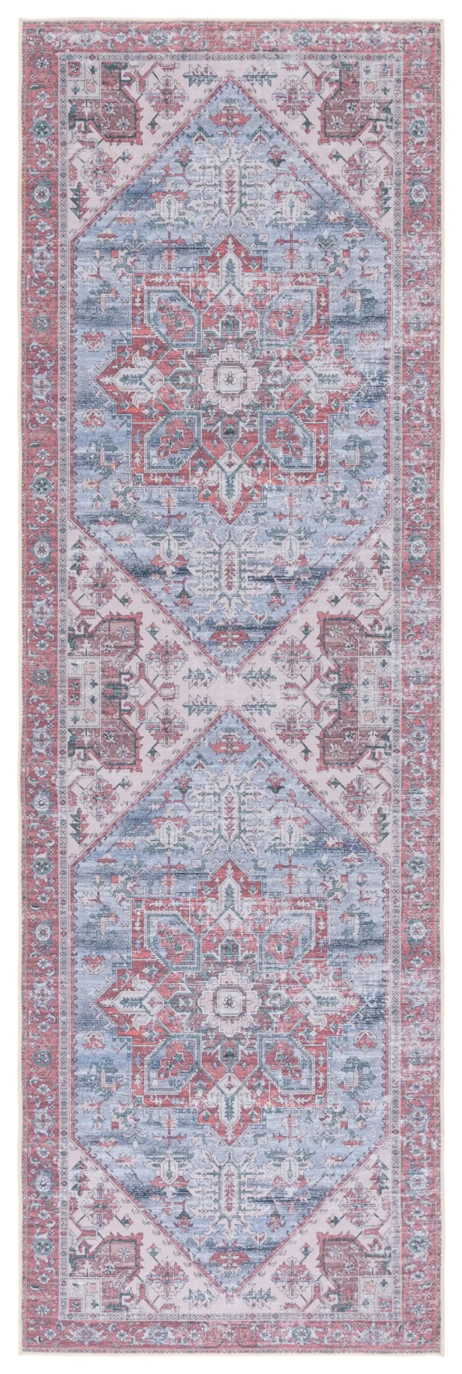 TUCSON 102 M/W S/R GREY BLUE  2'-6' x 14' Runner Rug