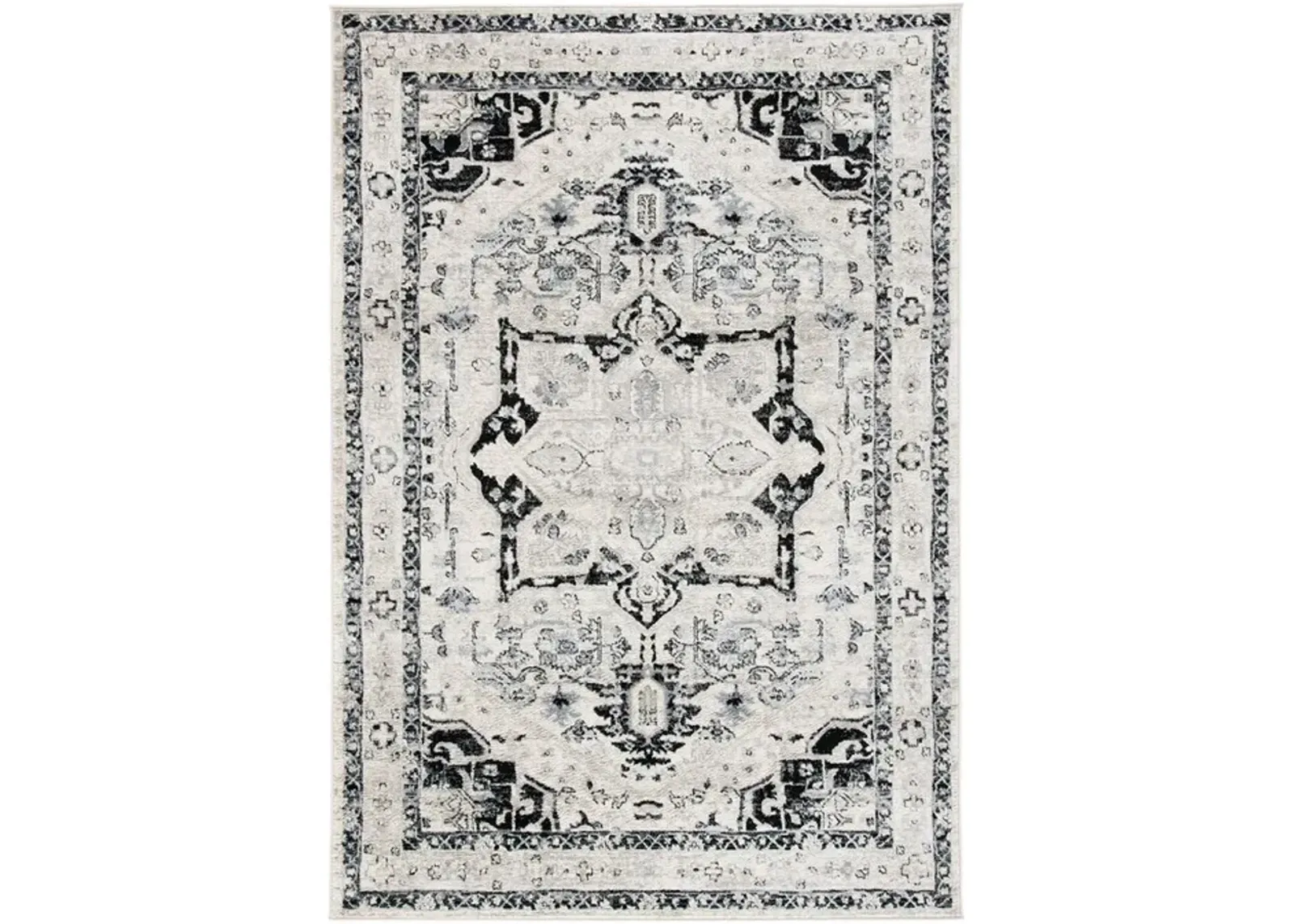 Brentwood 852 Ivory / Black 8' X 10' Large Rectangle Powerloomed Rug