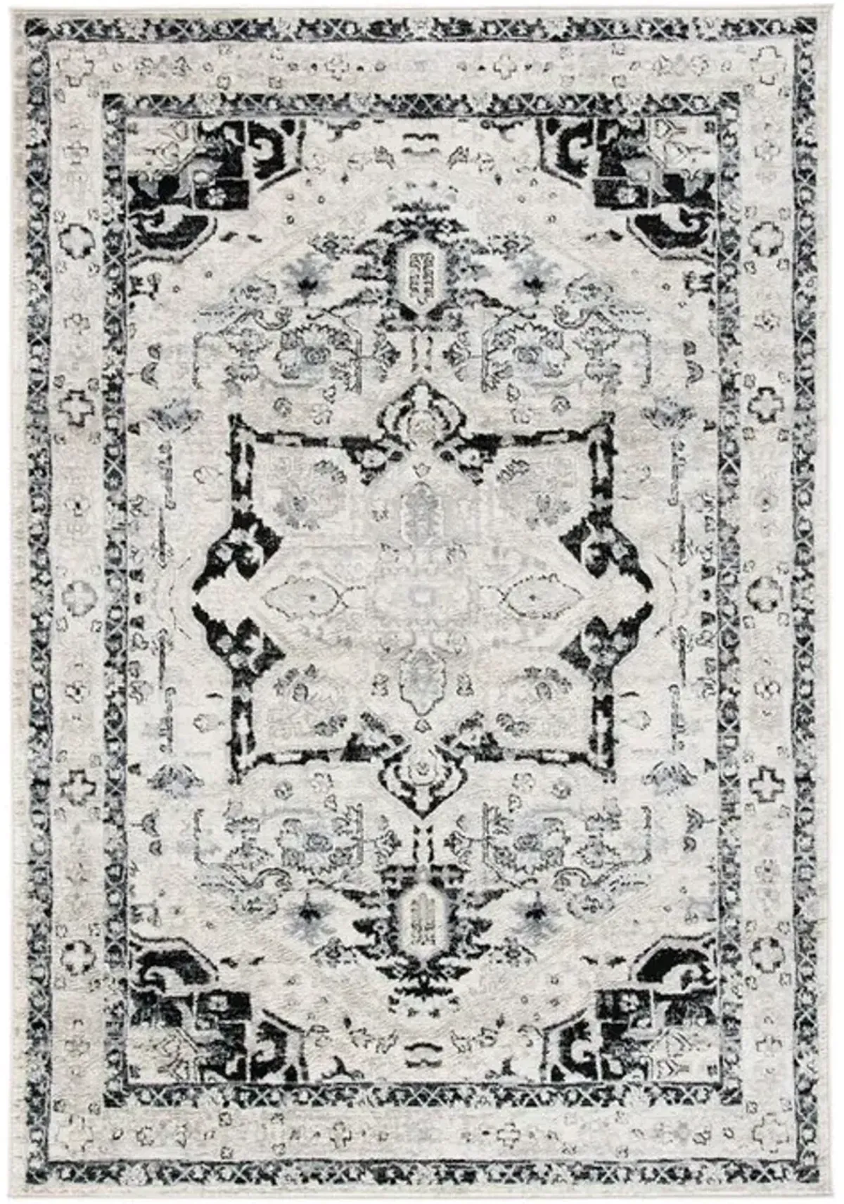 Brentwood 852 Ivory / Black 8' X 10' Large Rectangle Powerloomed Rug