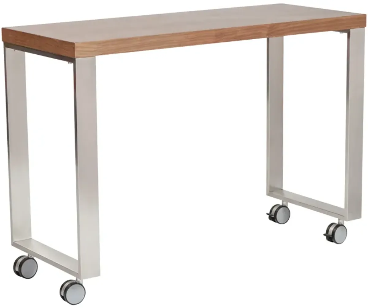 Dillon 40" Side Return in American Walnut Veneer with Brushed Stainless Steel Base