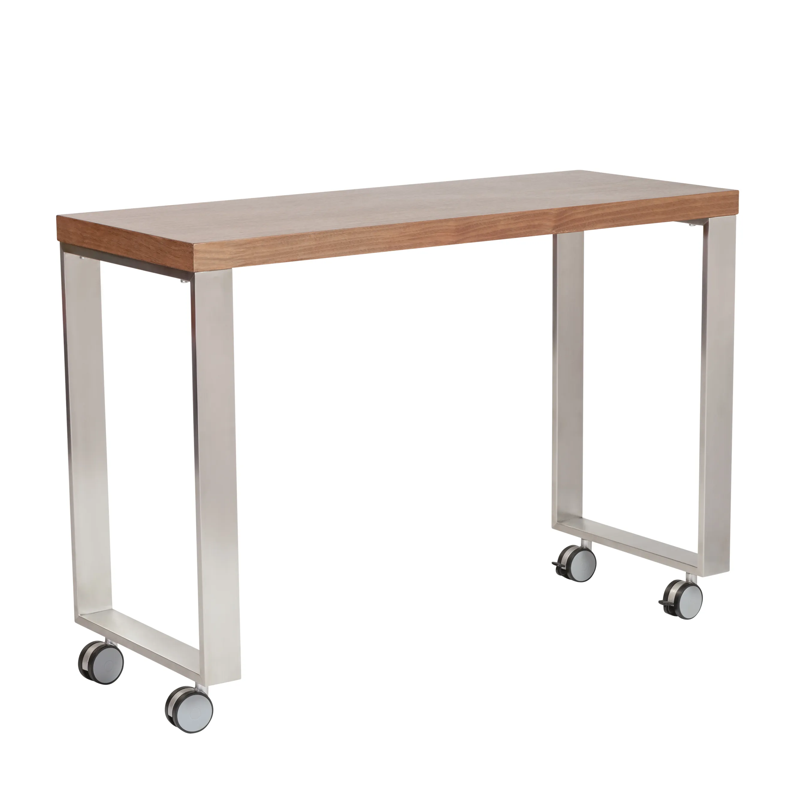 Dillon 40" Side Return in American Walnut Veneer with Brushed Stainless Steel Base