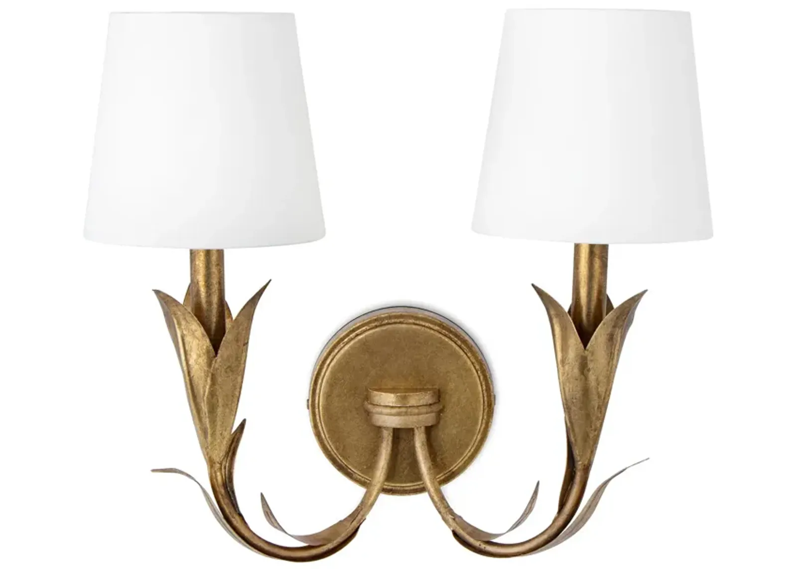 River Reed Sconce Double (Antique Gold Leaf)