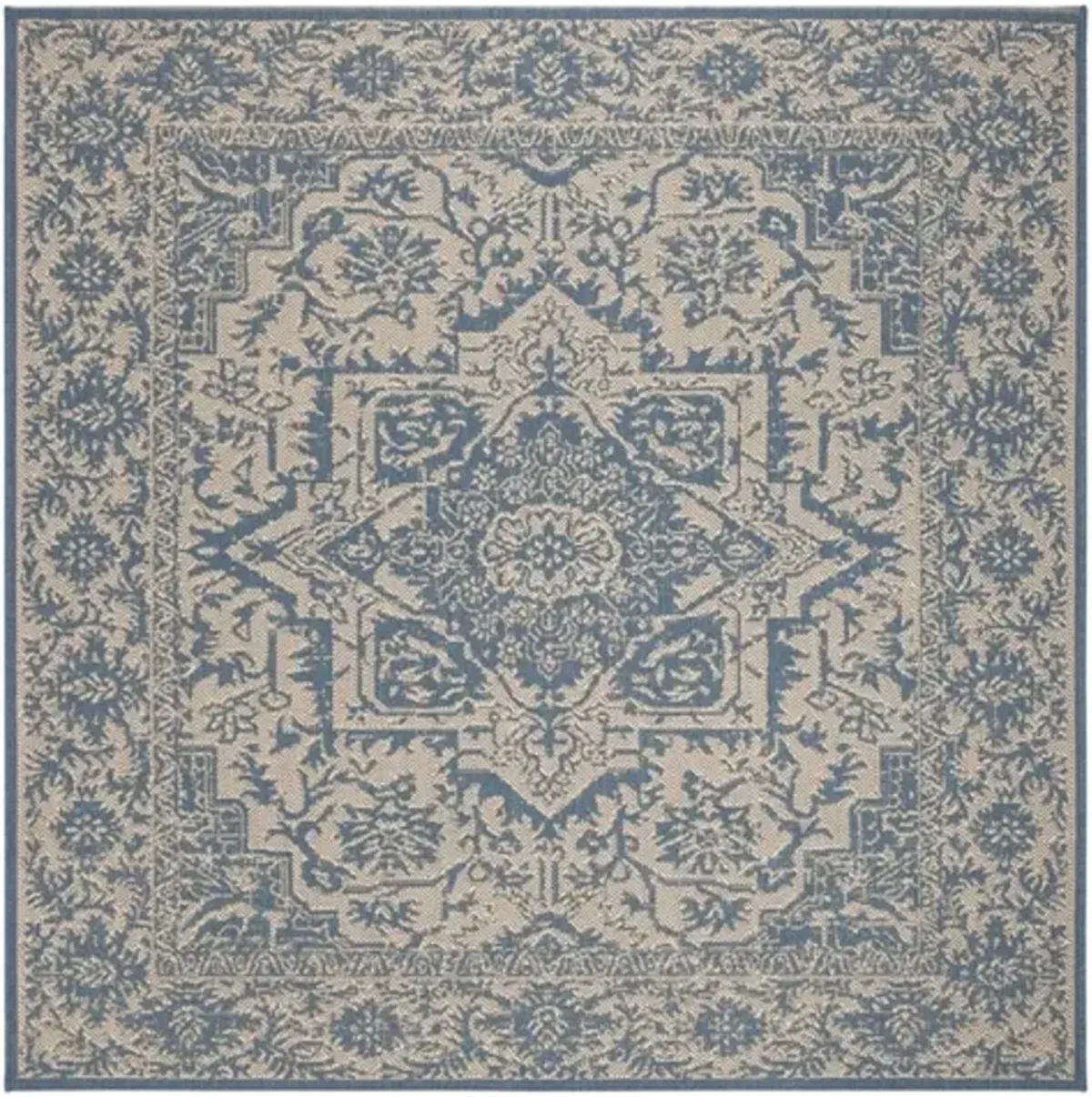 LINDEN 139 Collection LND139N-6SQ Cream / Blue 6'-7" X 6'-7" Square