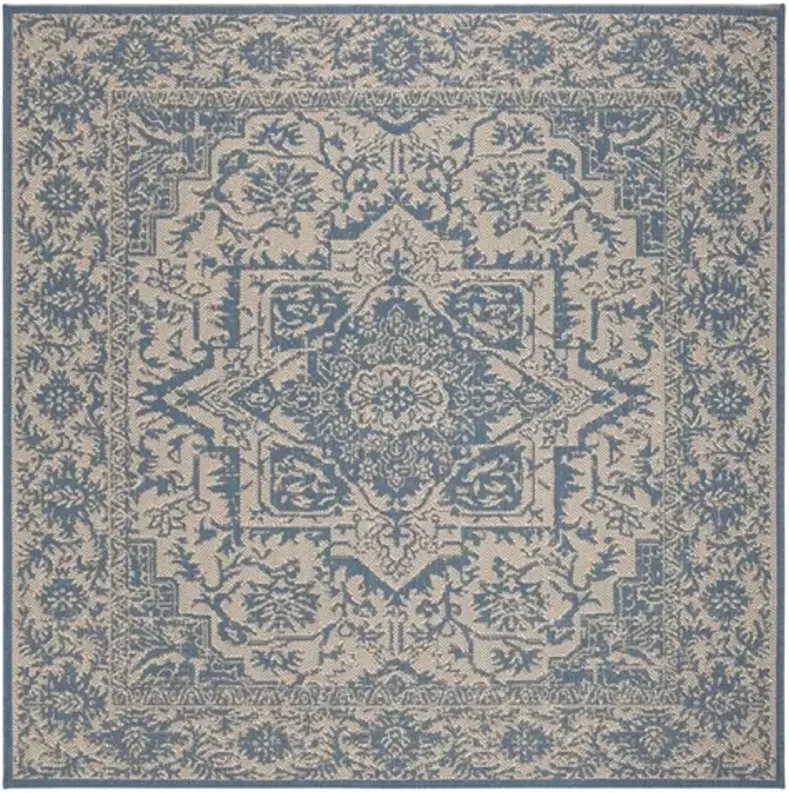 LINDEN 139 Collection LND139N-6SQ Cream / Blue 6'-7" X 6'-7" Square