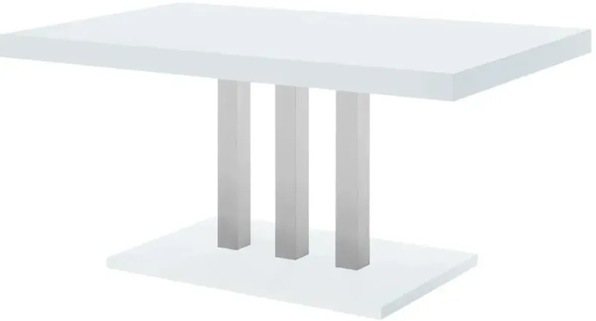 Brooklyn Rectangular Dining Table White High Gloss and Chrome