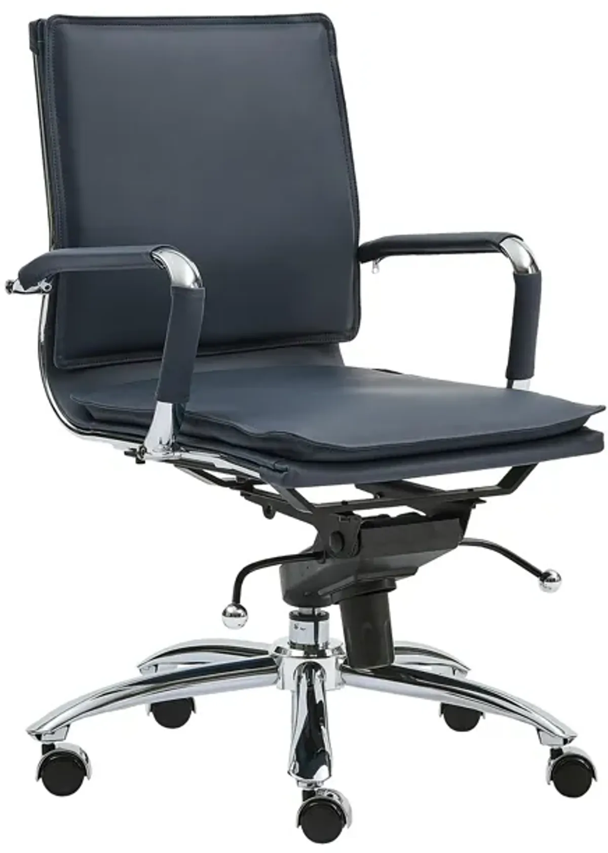 Gunar Pro Low Back Office Chair in Blue with Chromed Steel Base