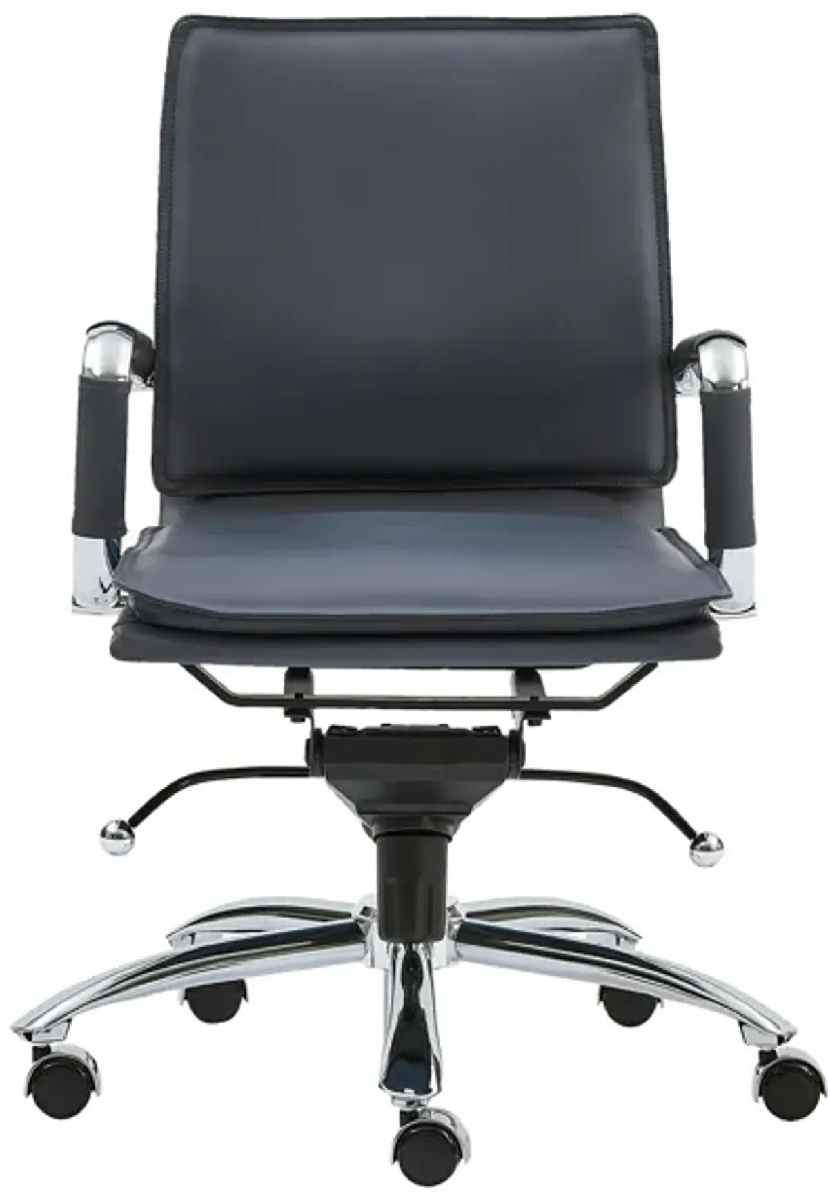 Gunar Pro Low Back Office Chair in Blue with Chromed Steel Base