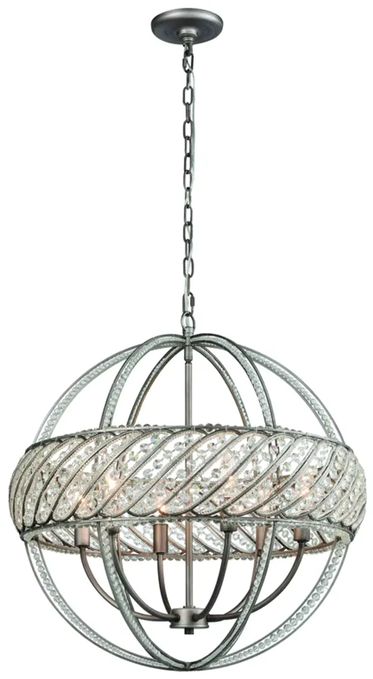 Bradington 23" Wide 6-Light Chandelier - Weathered Zinc