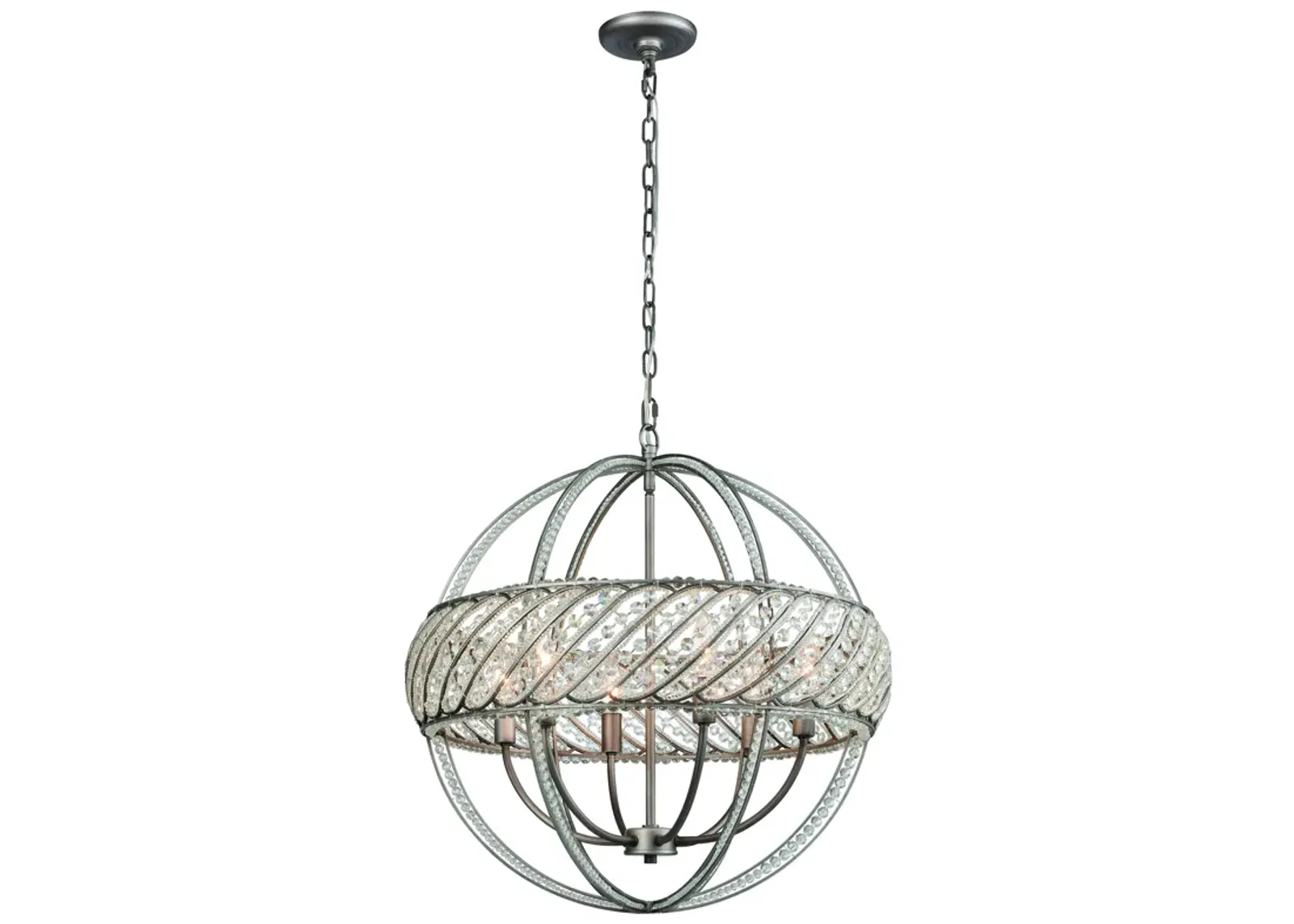 Bradington 23" Wide 6-Light Chandelier - Weathered Zinc