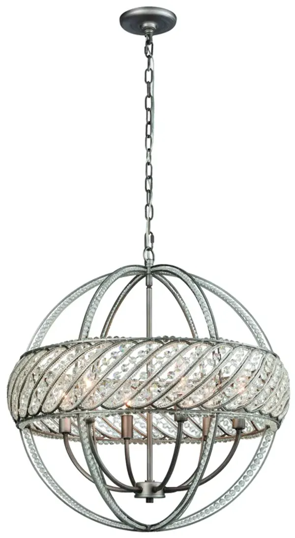 Bradington 23" Wide 6-Light Chandelier - Weathered Zinc
