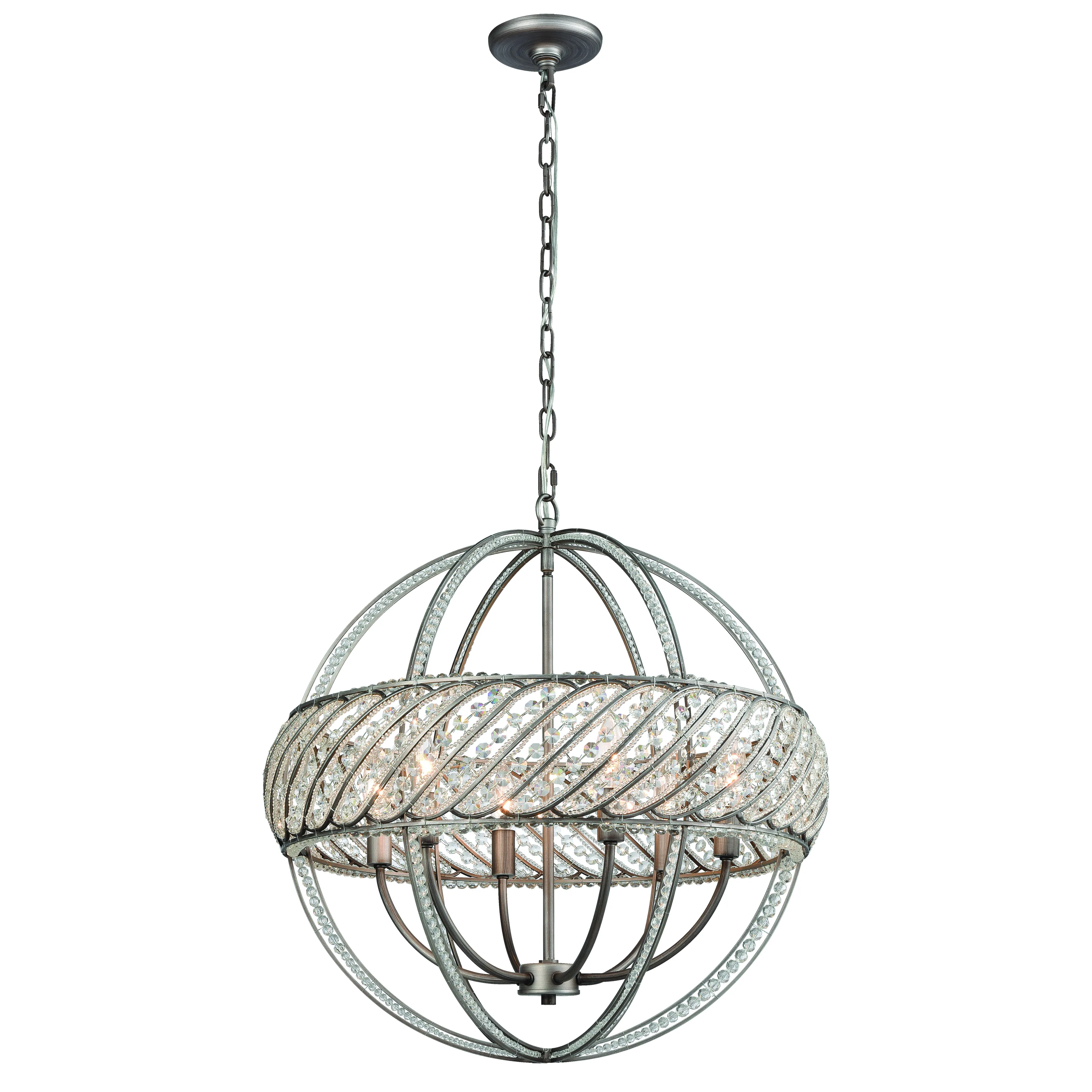 Bradington 23" Wide 6-Light Chandelier - Weathered Zinc