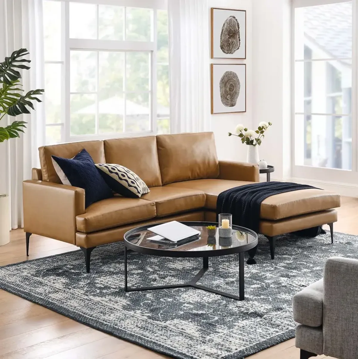 Evermore Right-Facing Vegan Leather Sectional