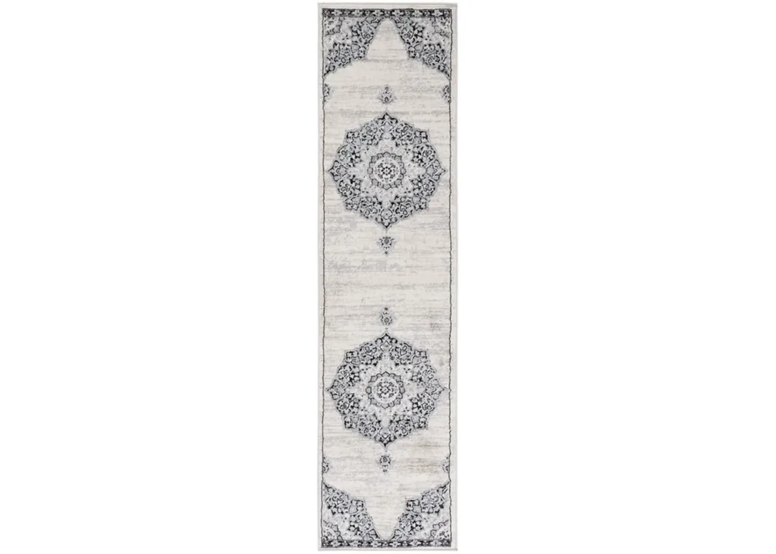 Brentwood 802 Ivory / Black 2' X 8' Runner Powerloomed Rug