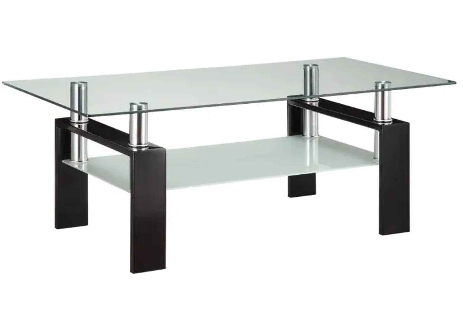 Dyer Tempered Glass Coffee Table with Shelf Black