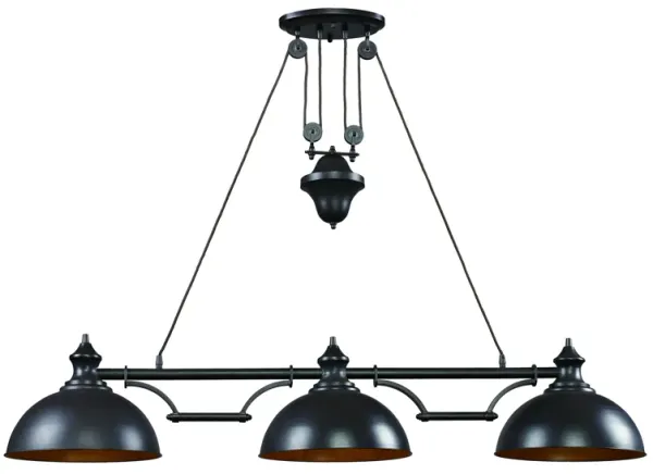 Farmhouse 56" Wide 3-Light Linear Chandelier - Oiled Bronze
