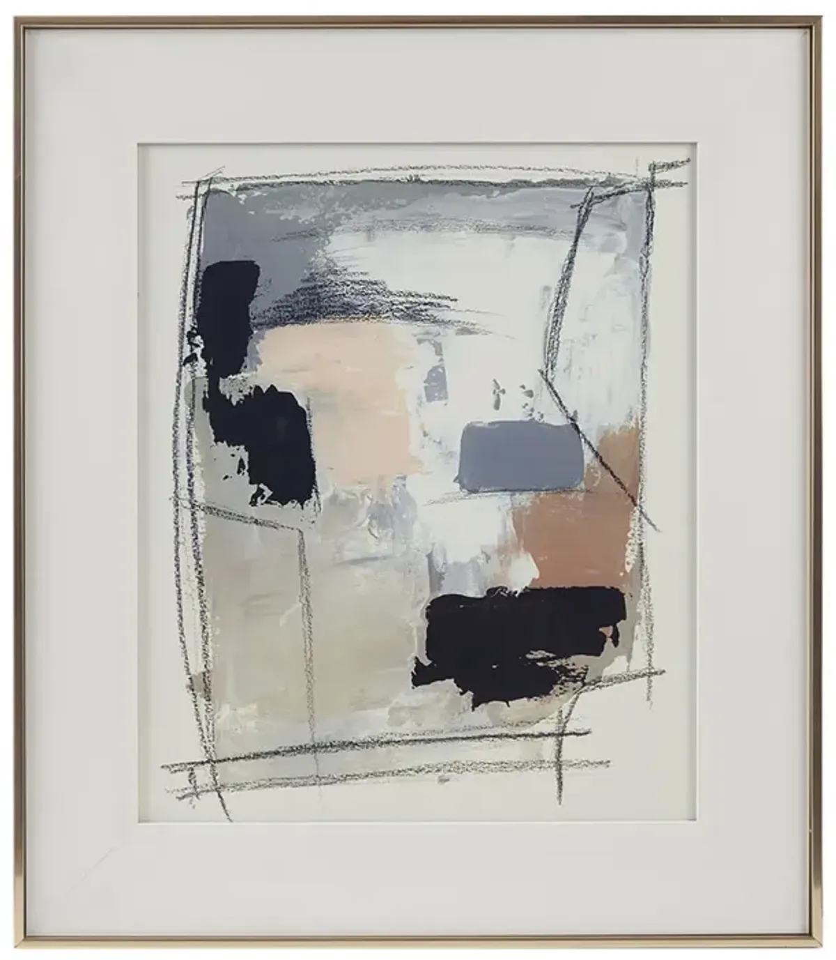 Madison Park Abstract Reveal Neutral Framed Glass and Gallery Matted Wall Art