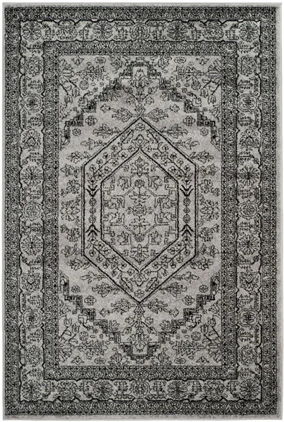 Adirondack Contemporary Silver / Black 5'-1" X 7'-6" Powerloomed Rug