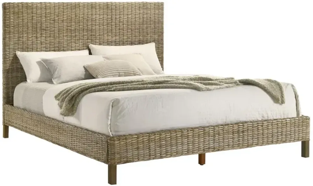 Zyla Woven Rattan Eastern King Panel Bed Kubu Grey