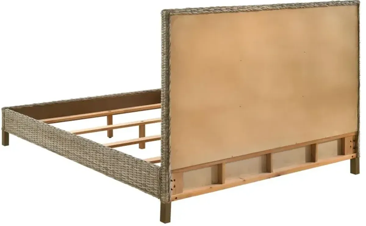 Zyla Woven Rattan Eastern King Panel Bed Kubu Grey