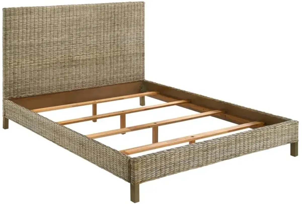 Zyla Woven Rattan Eastern King Panel Bed Kubu Grey