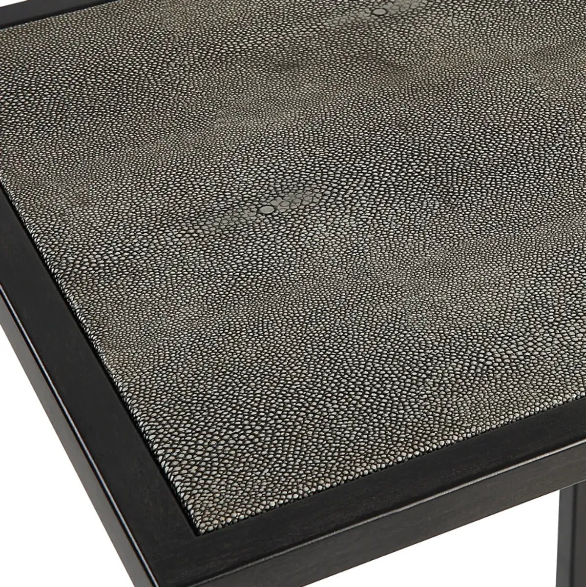  Gray Shagreen Top Antique Black Finish End Tables