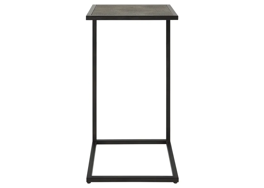  Gray Shagreen Top Antique Black Finish End Tables