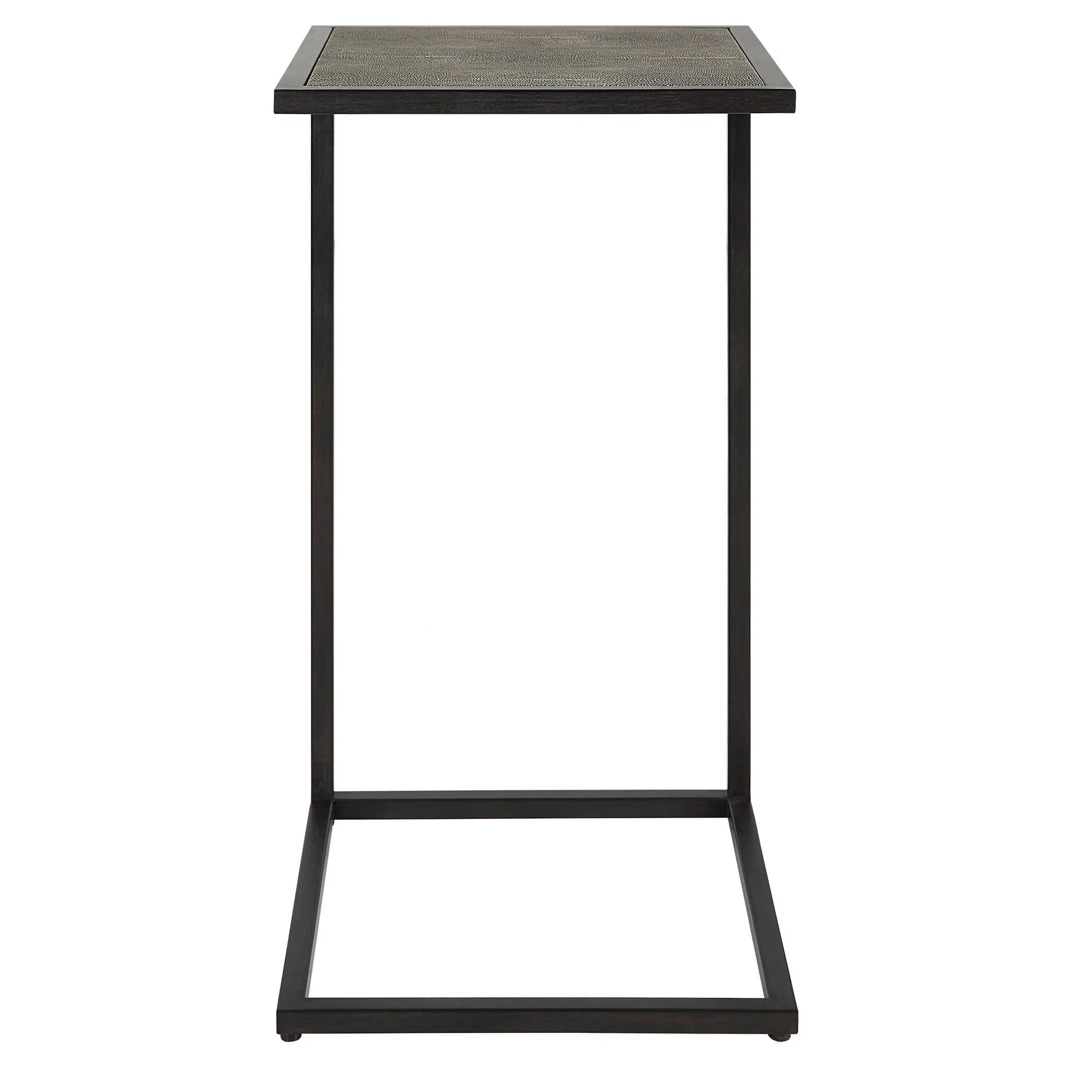  Gray Shagreen Top Antique Black Finish End Tables