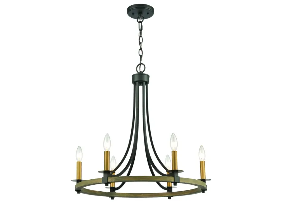 Woodbridge 24" Wide 6-Light Chandelier - Matte Black