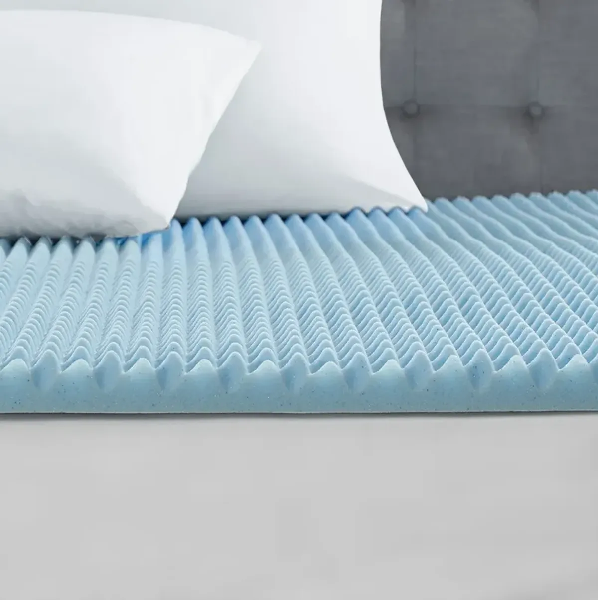 Sleep Philosophy 1.5" Gel Memory Foam Blue All Season Reversible Hypoallergenic 1.5" Cooling Mattress Topper