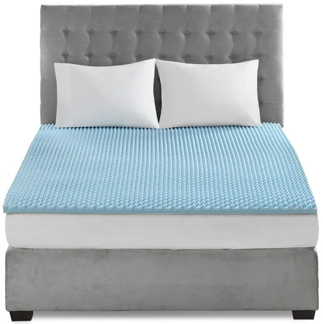 Sleep Philosophy 1.5" Gel Memory Foam Blue All Season Reversible Hypoallergenic 1.5" Cooling Mattress Topper